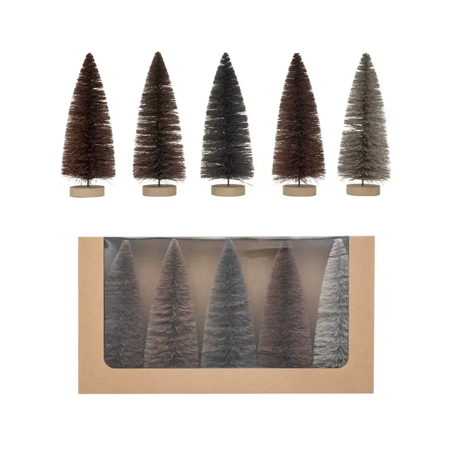 Sisal Bottle Brush Trees Neutral Color - Box Set of 5