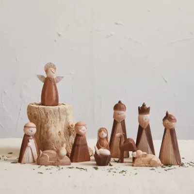 Nativity Resin Wood Finish Boxed Set of 11