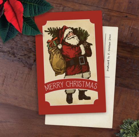 Clearance - Merry Christmas Santa Wooden Postcard 4 x 6