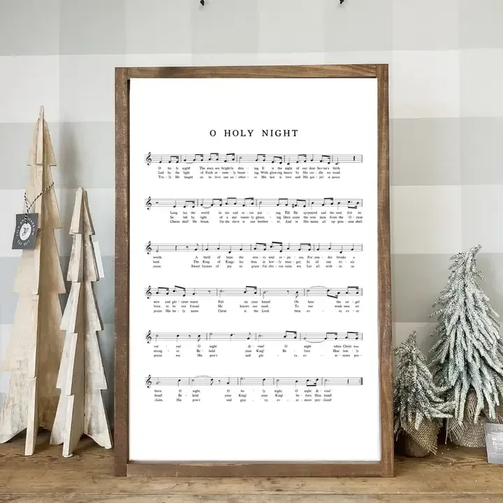 O Holy Night Hymn 8x12 Dark Walnut