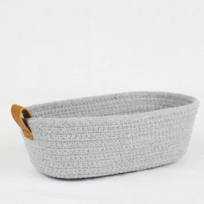 Grey Woven Cotton Basket SM 10” x 5”