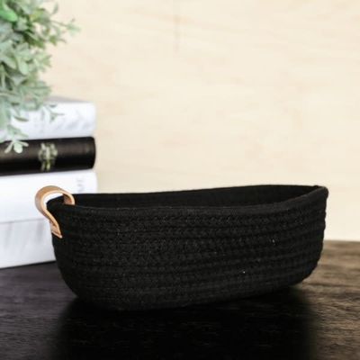 Black Woven Cotton Basket SM 10” x 5”