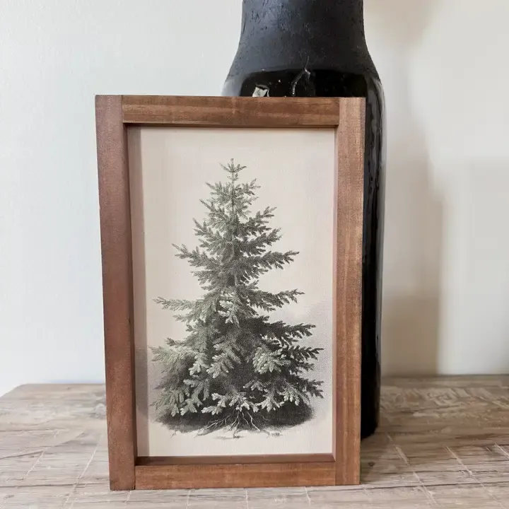 Evergreen Vintage Print 8x12 Dark Walnut