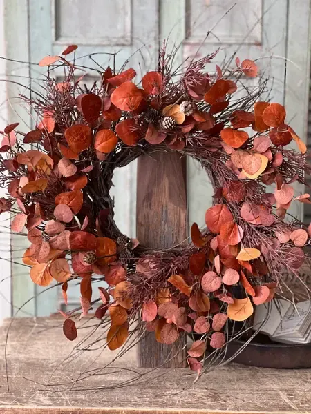 Penny Leaf Wreath 26” - Red