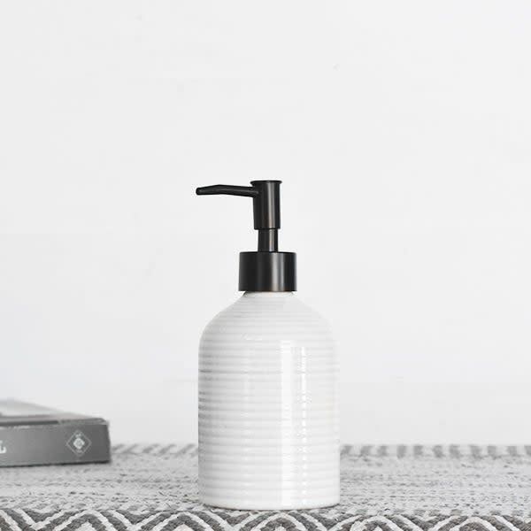 White Stripe Soap Pump 7.1”
