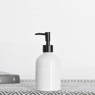 White Stripe Soap Pump 7.1”