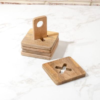 Wood X Coaster Set with Stand