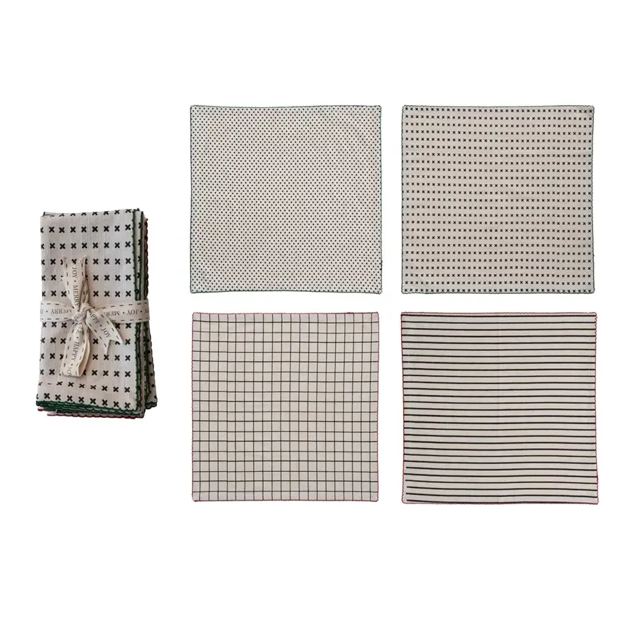 Cotton Printed Napkins 4 styles - Set of 4