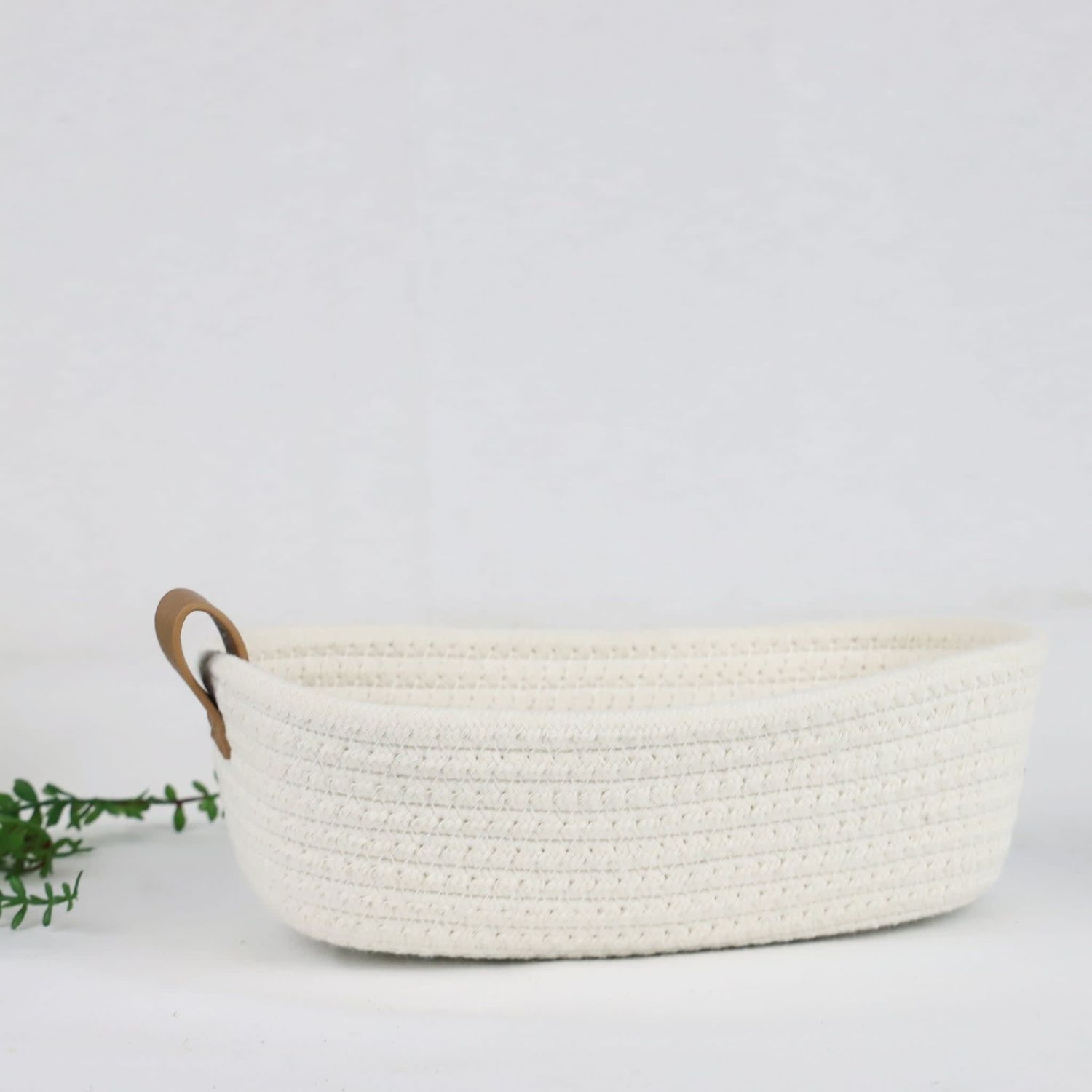 Ivory Woven Cotton Basket SM 10” x 5”