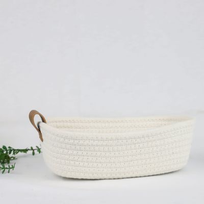 Ivory Woven Cotton Basket SM 10” x 5”