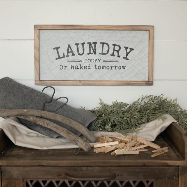 White Framed Laundry Sign 19.75”
