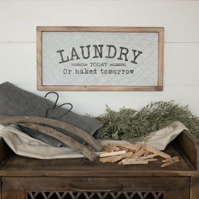 White Framed Laundry Sign 19.75”