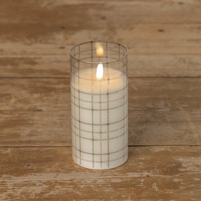 Andri Plaid Glass 3D Flame Candle 6”