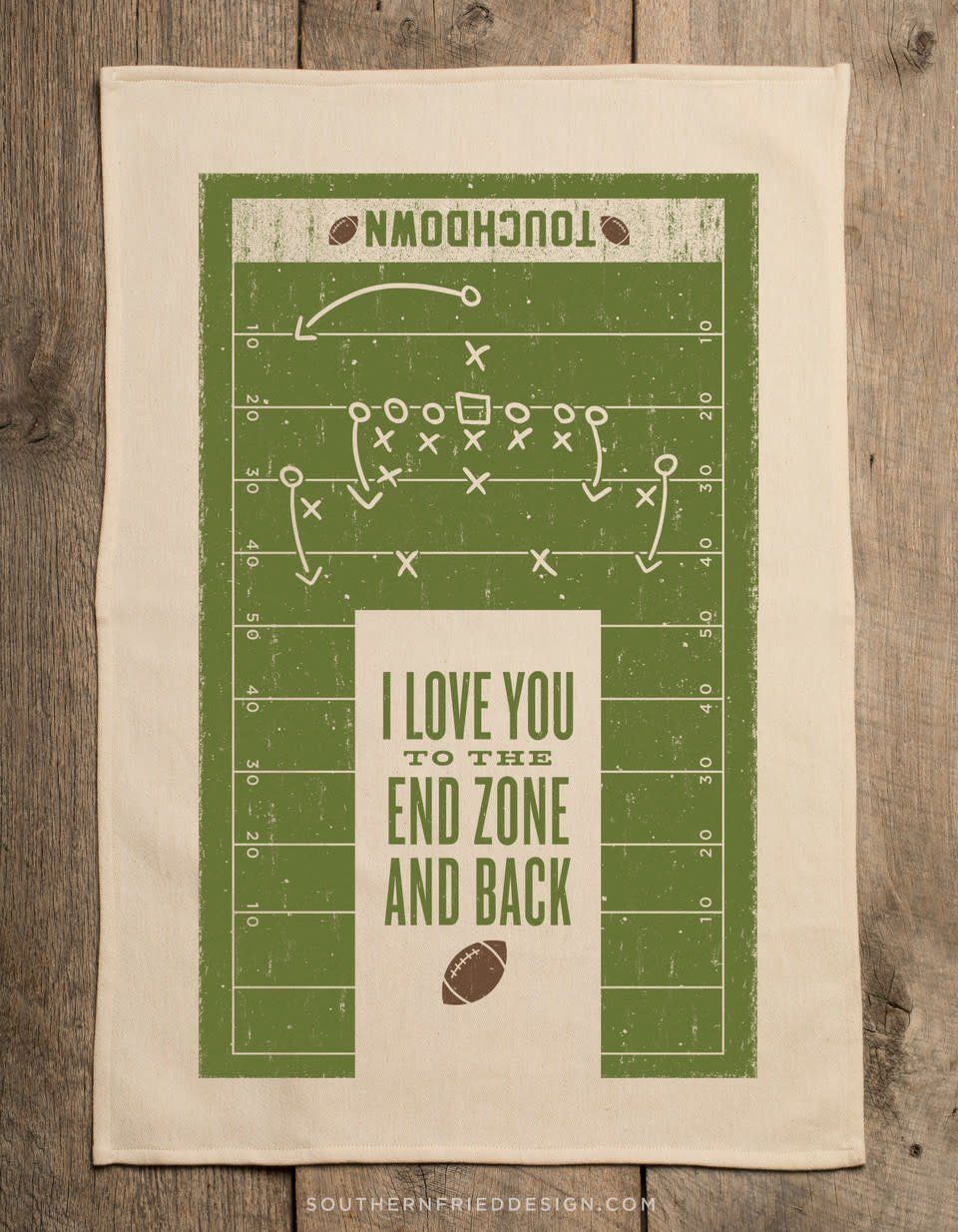 I Love You to The End Zone and Back Kitchen Towel