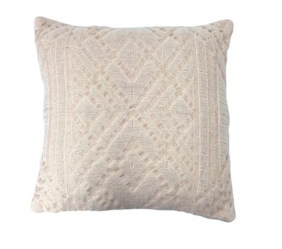 Woven Cotton Jacquard Pillow Cream 18” Square