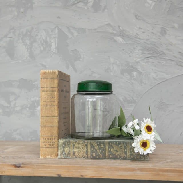 Clear Glass Jar w/ Green Lid 5.5”