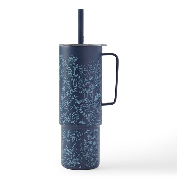 Straw Cup Wildflower Meadow Tidal Blue 32 oz