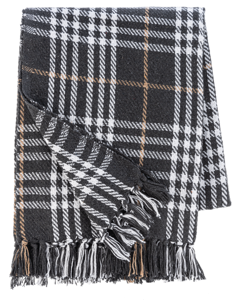 Grey Plaid Woven Throw
