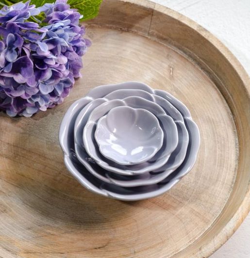Lavender Flower Bowls Set of 4
