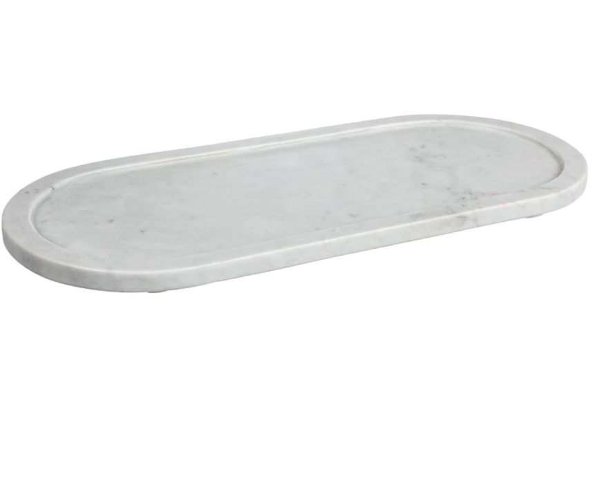 Marble Oval Tray White