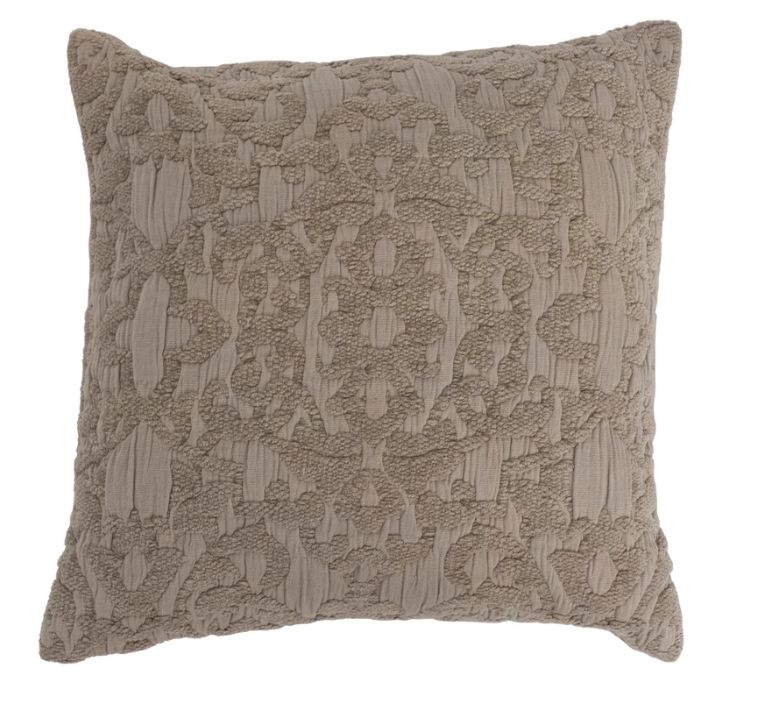 Woven Cotton Jacquard Pillow Taupe 18” Square