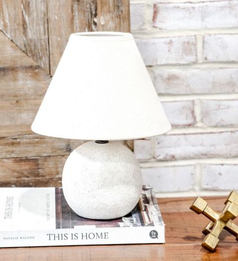 White Rough Ceramic Lamp 10.8”