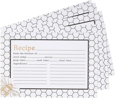 4 x 6 Recipe Cards - Honeycomb Hive