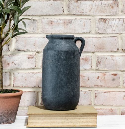 Handle Vase in Charcoal 9.8”