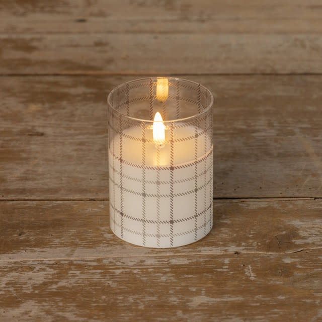 Andri Plaid Glass 3D Flame Candle 4”