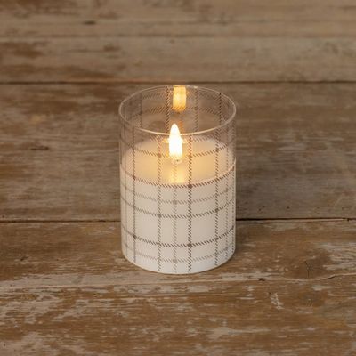 Andri Plaid Glass 3D Flame Candle 4”
