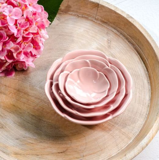 Pink Flower Bowls Set of 4