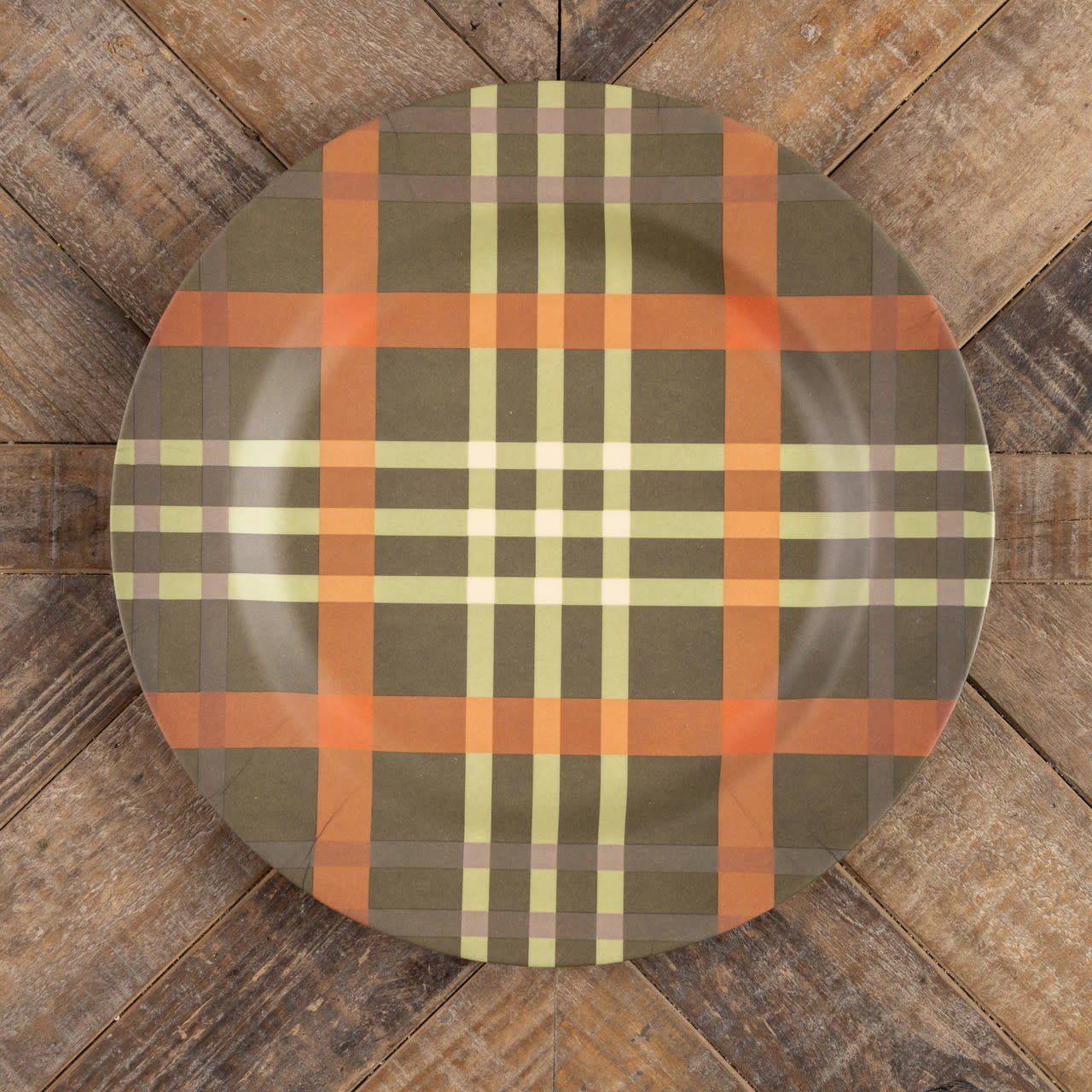 Green &amp; Orange Plaid Charger