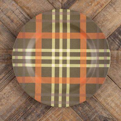 Green &amp; Orange Plaid Charger