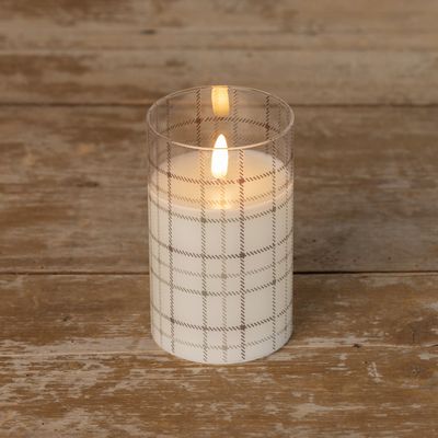 Andri Plaid Glass 3D Flame Candle 5”