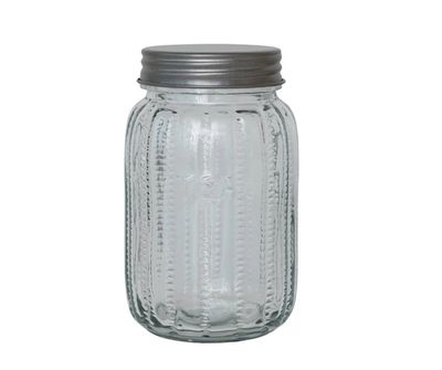 Pressed Glass Jar ‘Tea’ 3 1/2 Cup