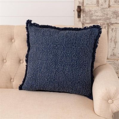 Matelasse Medallion Pillow Indigo 20”