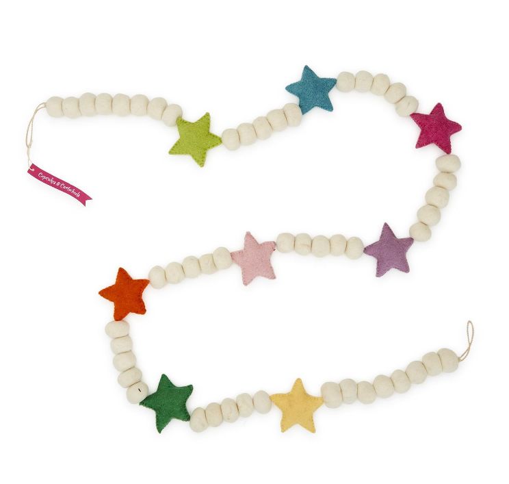 Happy and Bright Wool Garland Stars