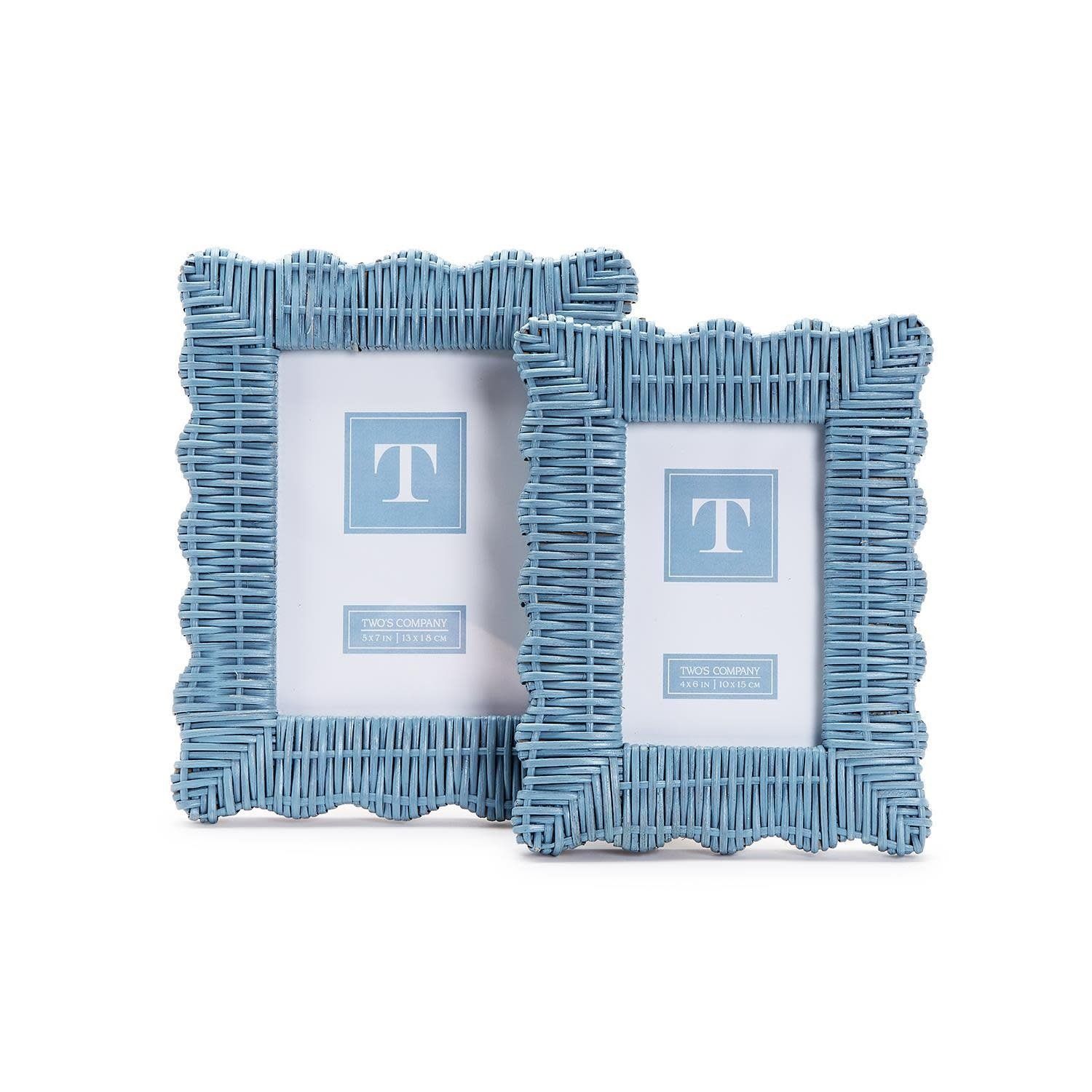 Blue Wicker Woven Fram 5 x 7