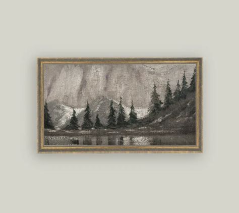 Muted Pine and Lake Sign 12x7”