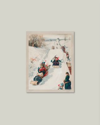 Tobogganing in the Countryside Artist Board 11x14