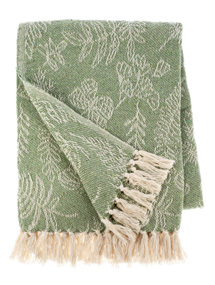 Green / Natural Butterfly Woven Throw 50x60