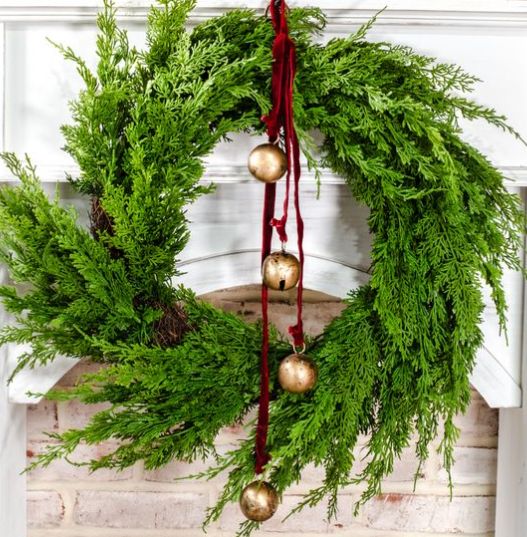 4-Bell Hanger, Burnt Gold Maroon Velvet, 26&quot;