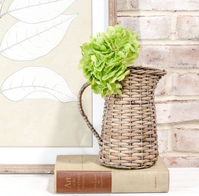 Wicker Pitcher Vase 8”