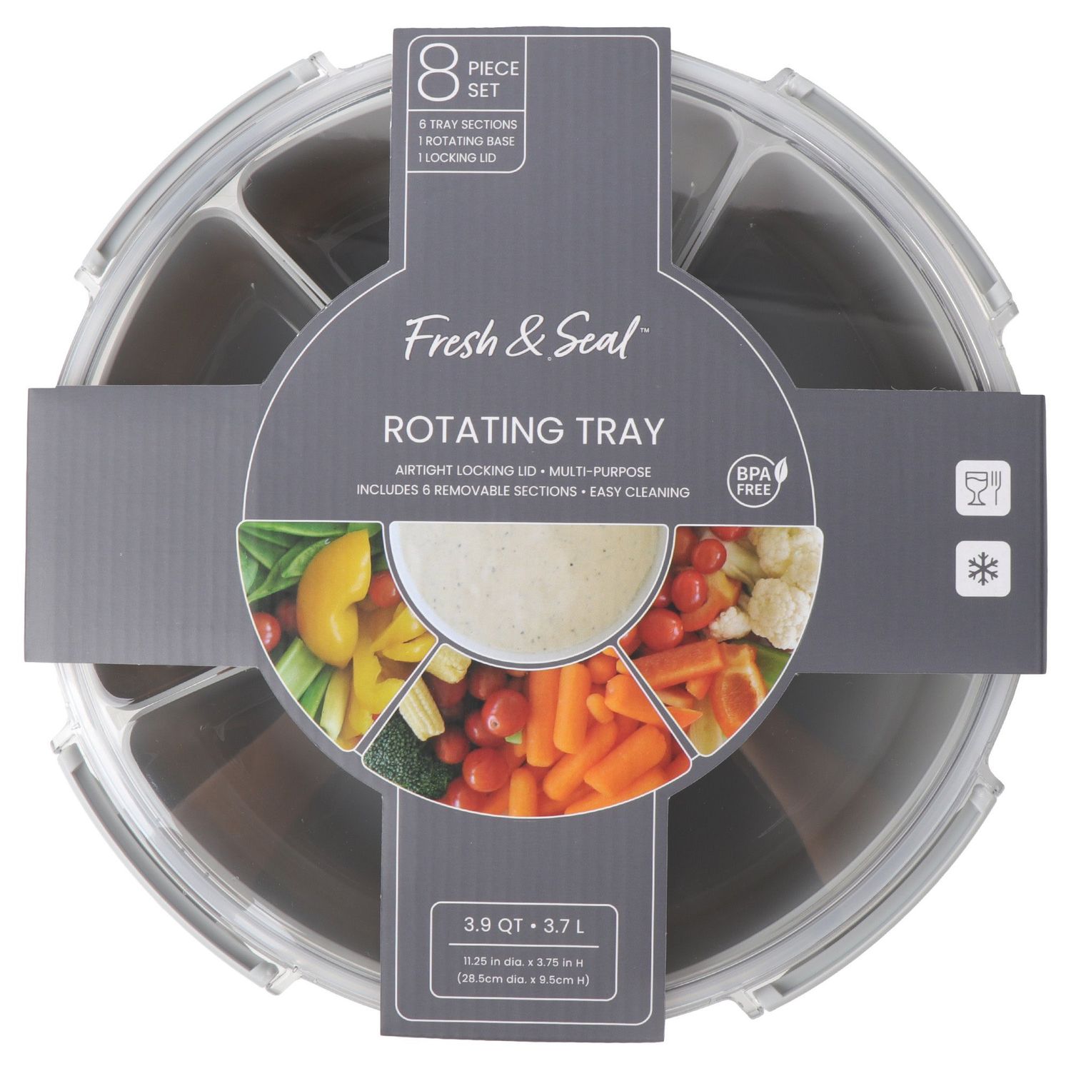 Gray Rotating 6 Section Tray