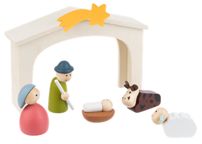 Wooden Nativity Scene 6 pc Set