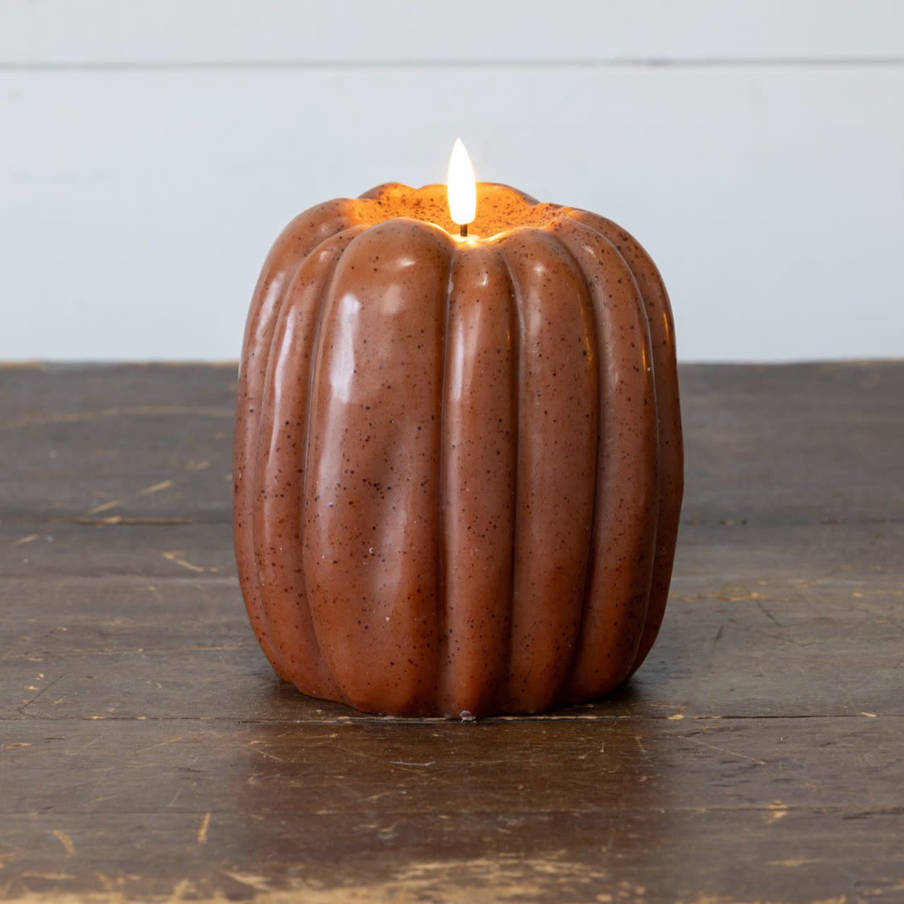 Bronze 3D Flame Pumpkin Candle 6”