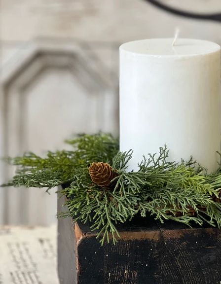 Advent Greens Candle Ring 4.5”