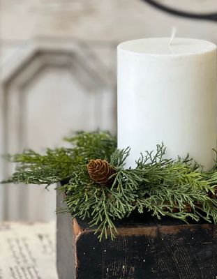 Advent Greens Candle Ring 4.5”