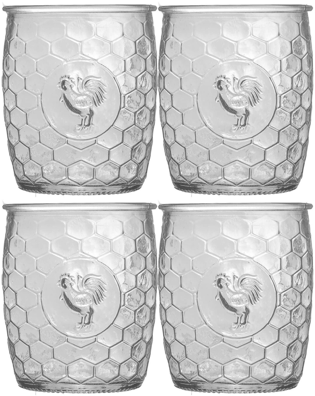 Retro Rooster Glasses 15 oz - 4 pk