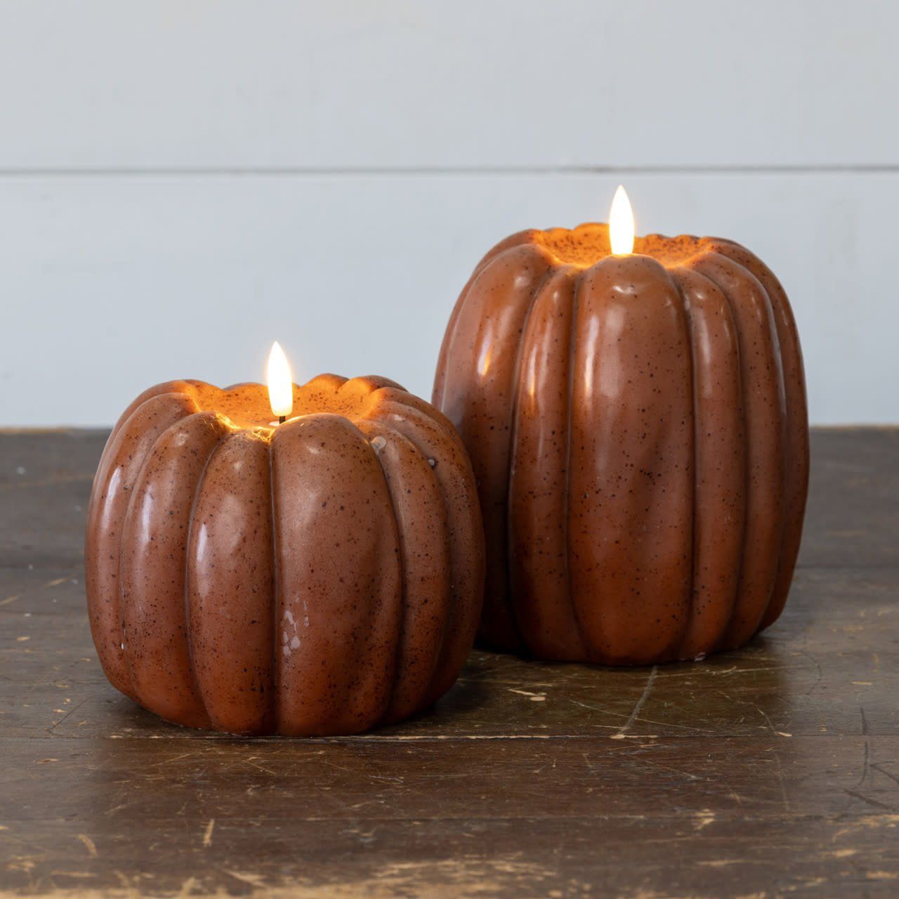 Bronze 3D Flame Pumpkin Candle 4.5”